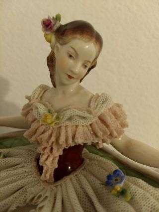 Rare Antique Volkstedt Dresden Porcelain Figurine Lady on the sofa 8