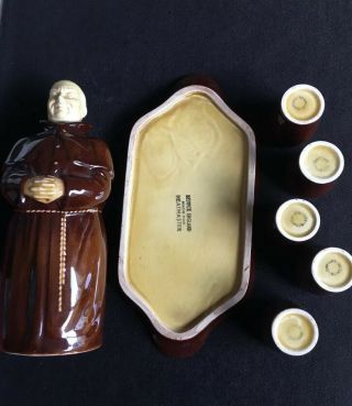 Ceramic Monk,  5 Shot Glasses And Tray.  Beswick England.  Made For HEATMASTER 3