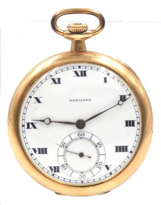 Antique Hamilton Open Face Pocket Watch Gold Fill 910 Swing Out Movement 17j