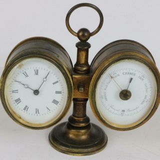 Antique Carriage Clock With Barometer Set Or Desk Compendium Restore