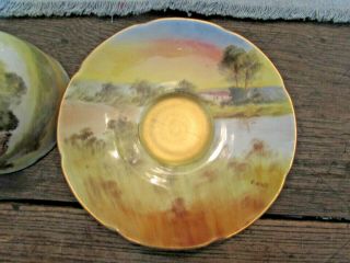 Antique Royal Doulton Aberfoyle Hand Painted Cup & Saucer Artist Signed C Hart 3