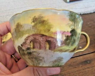 Antique Royal Doulton Aberfoyle Hand Painted Cup & Saucer Artist Signed C Hart 5
