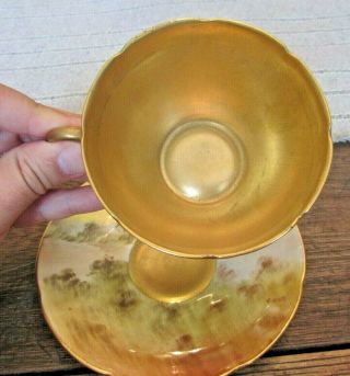 Antique Royal Doulton Aberfoyle Hand Painted Cup & Saucer Artist Signed C Hart 7