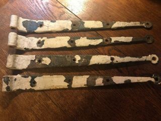 4 - Antique Hand Forged Barn Door Strap Hinges 13 Inches 1800’s Colts Neck