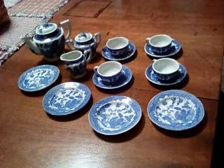 Childs Blue Willow Tea Set,  Occupied Japan