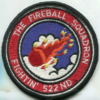 Usaf Air Force Squadron Patch 522nd Fighter Sqdn Fighten Fireball Fighting 91 - 07