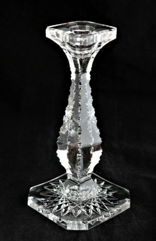 Antique Cut Glass Crystal Notched Hobstar Candlestick