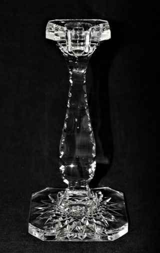 ANTIQUE CUT GLASS CRYSTAL NOTCHED HOBSTAR CANDLESTICK 2