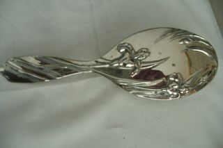 Art Nouveau White Metal Hand Mirror And Brush. 4