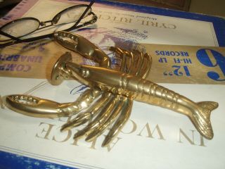 Vintage Solid Brass Lobster Door Knocker 6.  5 " Overall Length, .  /419