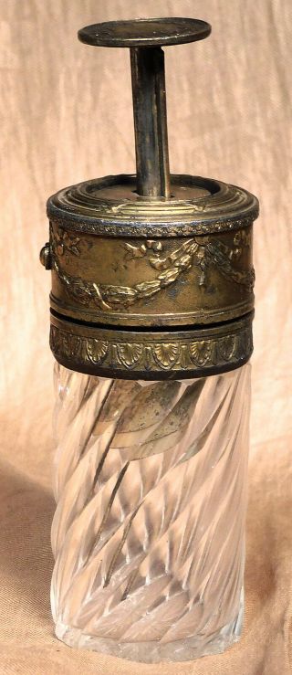 Antique Gilt Bronze Cut Crystal French Perfume Atomizer Piston Pump Louis Xvi