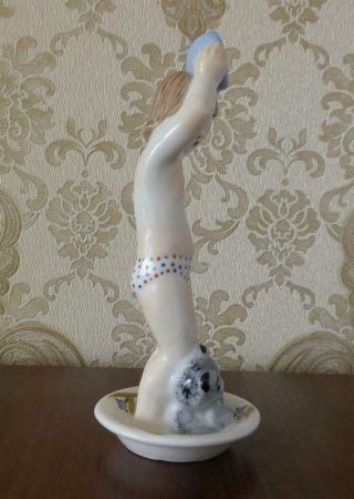 Soviet girl swims with a teddy bear Ukrainian Russian porcelain figurine 1028u 5