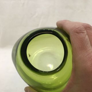 Mid Century Modern Green Handblown Glass Vases,  Pair 5