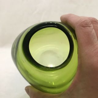 Mid Century Modern Green Handblown Glass Vases,  Pair 8