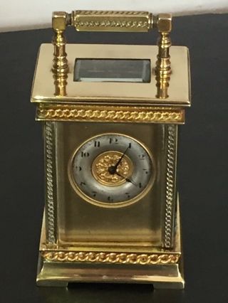 Vintage Of 1910 French Mechanical Move,  Gold Plated,  Carriage Clock In G.  W.  Order