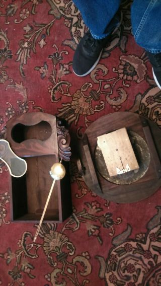 London Antique Single Fusee Carved Mahogany English 8 Day Drop Dial Wall Clock 8