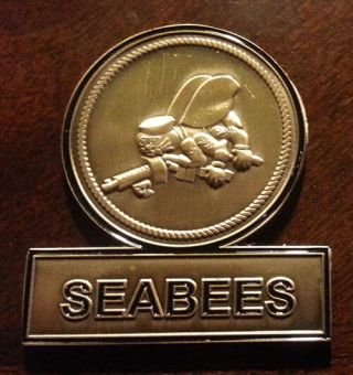 Antique Brass Seabee Patch Coin