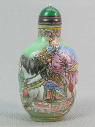 Chinese Ancient General Hand Painted Peking Enamel Glass Snuff Bottle