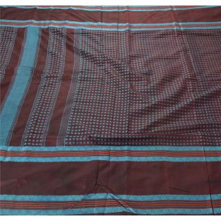 Sanskriti Vintage Brown Saree Pure Silk Woven Craft 5 Yd Soft Decor Fabric Sari
