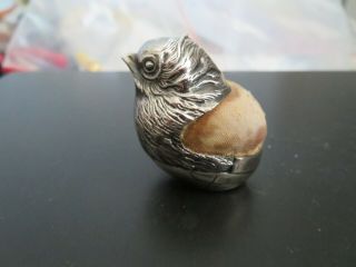Edwardian Sterling Silver Pin Cushion Baby Chick Chester 1907