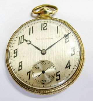 Stunning - Running - 12s South Bend Gr 429 - 19 Jewels 14kgf Pocket Watch (d1)