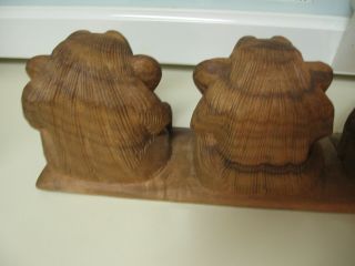 Handmade Wood Carving of Hear No Evil See NO Evil Speak No Evil Signed John Sinn 3