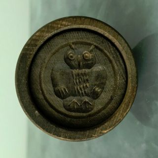 Antique Wooden Butter Mold With Owl Design