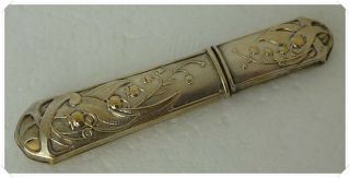 Antique French Art Nouveau Silverplated Needle Case Lily Of The Valley Pattern