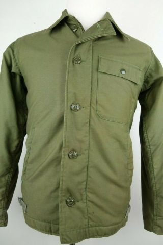 Vintage Military Usn Us Navy A - 2 Deck Jacket Permeable Men Size Small