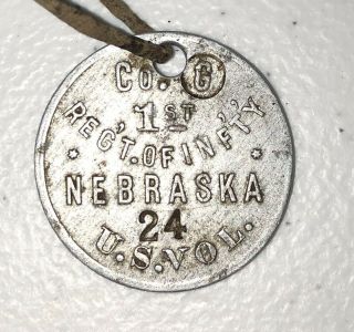 Co G Nebraska 1st Regt Infty Vol Spanish American Soldier Dog Id Tag