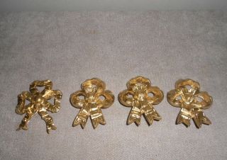 2 Pairs French Vintage Bronze Ornaments Nail Covers Hanging Hooks - Ribbons -