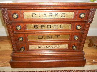 Antique Clarks Cherry Spool Cabinet - 4 Drawers