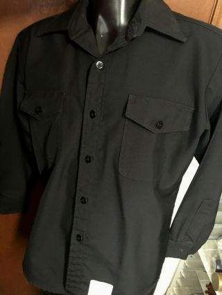 Vtg Black Us Navy Uniform Shirt Mens Xl Poly - Wool Military Anchor Buttons Sailor