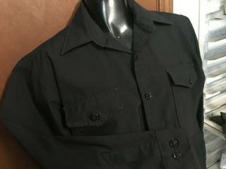 Vtg Black US NAVY uniform SHIRT Mens XL poly - wool military Anchor buttons Sailor 2