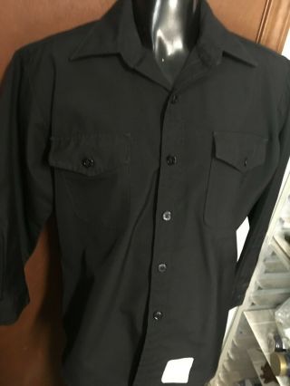 Vtg Black US NAVY uniform SHIRT Mens XL poly - wool military Anchor buttons Sailor 5