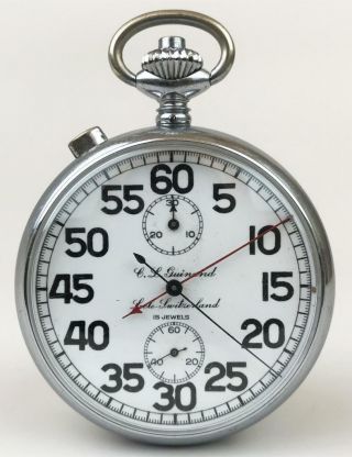 CL Guinand Racine Swiss Split - Second 15j Chronograph Racing Pocket Stop Watch 2