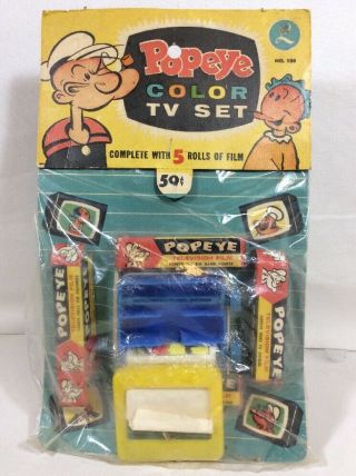 Vintage 1950s Popeye Lido Toy Color Tv Set & 5 Rolls Of Film In Pack