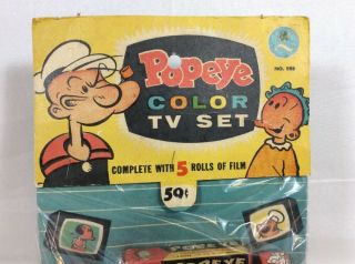 Vintage 1950s Popeye Lido Toy Color TV Set & 5 Rolls Of Film In Pack 2