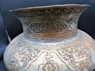 Antique Copper Islamic Persian Bowl Pot Hand Engraved Calligraphy 5