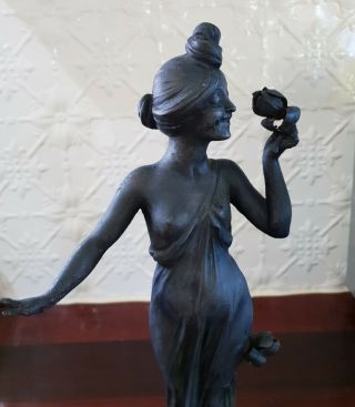 Fabulous Signed Claude Bonnefond French Art Nouveau Spelter Figure Sculpture