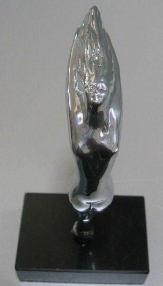 Bathing Beauty Art Deco nymph Trophy or Paperweight polished aluminum USA made 4