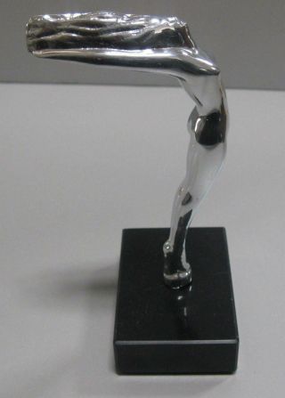 Bathing Beauty Art Deco nymph Trophy or Paperweight polished aluminum USA made 5