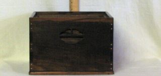 Antique Chinese Wood Box With Carved Handles And Bone Inlaid Corners