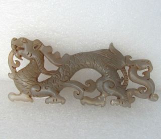 Certified Exquisite Hand - Carved Dragon/phoenix Carving Hetian Jade Statue B874