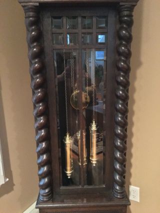 Antique German Grandfather Clock Front Door beveled glass w/ Westminster Chimes 4