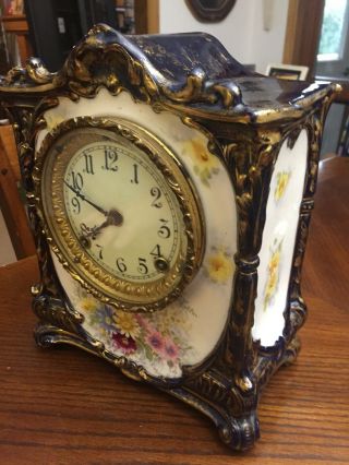 Rare Antique Ansonia Royal Bonn “la Vita “ A Life Porcelain Clock