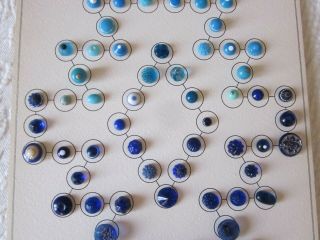 VINTAGE 1900 ' S ANTIQUE SKY BLUE GLASS ASSORTED BUTTONS 70 VARIOUS TYPES & SHAPES 3