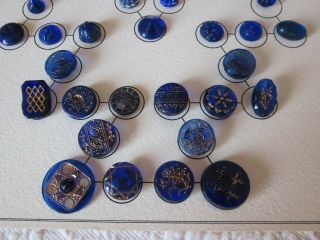 VINTAGE 1900 ' S ANTIQUE SKY BLUE GLASS ASSORTED BUTTONS 70 VARIOUS TYPES & SHAPES 4