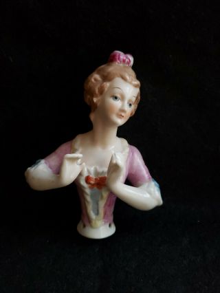 Vintage 5 " Germany ? French ? Japan ?porcelain Bisque Pin Cushion Half Doll