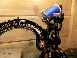 Antique Hand Crank Willcox Gibbs sewing machine.  RESTORED 1880 4